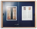 Nobo Display Cabinet Noticeboard Slimline Lockable Sliding Door Oak W1000xH825mm Blue Ref 32632503