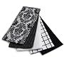 Ritz 5-Piece Egyptian Flat Kitchen Towel Set, Vintage Damask Black