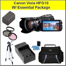 Canon VIXIA HFG10 Full HD Camcorder with HD CMOS Pro and 32GB Internal Flash Memory Essentials Package W/ Battery + Battery Charger + Case + Tripod & Much More!!!