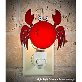 SWITCHABLES SW-131 - RED CRAB Stained Glass Night Light Cover - Night Light Fixture Sold... from Fixtures
