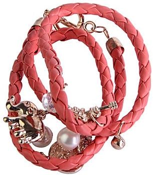 ZHYU Europestyle Fashion Roundness PU Weave Elephant Pendant Alloy Bracelet , white