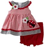 Good Lad Baby-girls Newborn Seersucker With Ladybug Appliqued Sundress, Red, 3-6 Months