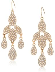ABS By Allen Schwartz Gold Tone Pave Small Chandelier Earrings