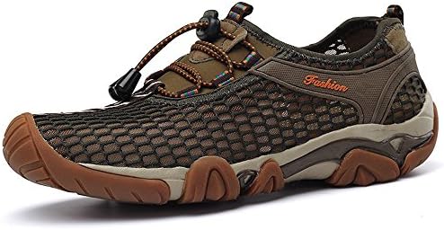 ZONI Men Mesh Comfort Athletic Outdoor Hiking Walking Driving Sneaker Water Shoes,Kahki,43