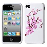 White Spring Flower Pastel Gel Skin Case for Apple iPhone 4 AT&T/Verizon Ne ....