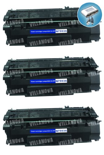3 PACK: HP Q7553A (53A) Remanufactured Black Laser Toner Cartridge (3,500 Page Yield), Works for Las