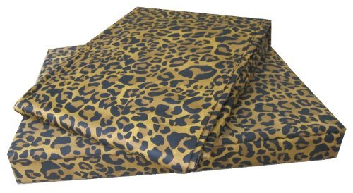 Leopard Print Full Sheet Set 4pcs 300-Thread-Count Safari Animal Print 100-Percent Cotton Sateen