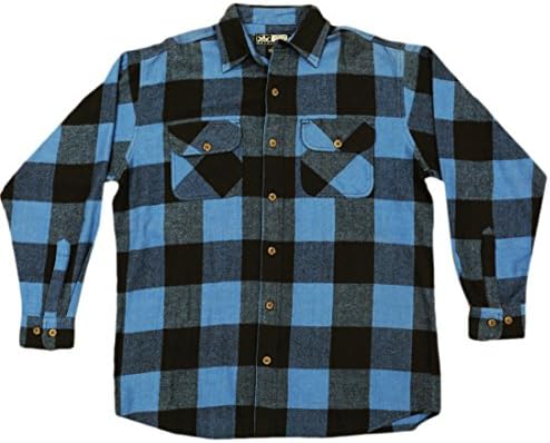 Canyon Guide Outfitters Men's Buffalo Plaid Button Down Long Sleeve Shirt (Large, Blue Buffalo Plaid)