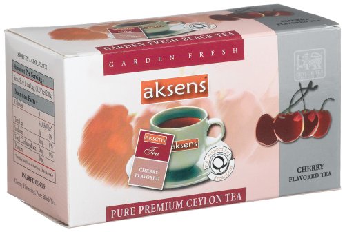 Aksens Pure Premium Ceylon Tea, Cherry, 25-Count Teabags, 1.7-Ounce Boxes (Pack of 10) by Akens