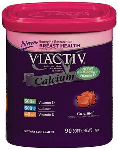 Viactiv Soft Calcium Chews, 500+D+K, Caramel, 90-Count Boxes (Pack of 2)