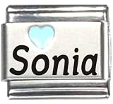 Sonia Light Blue Heart Laser Name Italian Charm Link