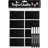 96 Pack of SuperChalksTM Chalkboard Labels + 4 SuperChalksTM 3mm Fine Tip Pens - Perfect for labeling Jars, Model:, Office Accessories & Supply Shop