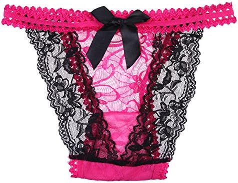 Chinatera Women Lace Open Butt Panties Thong Knickers Lingerie Underwear (rose)
