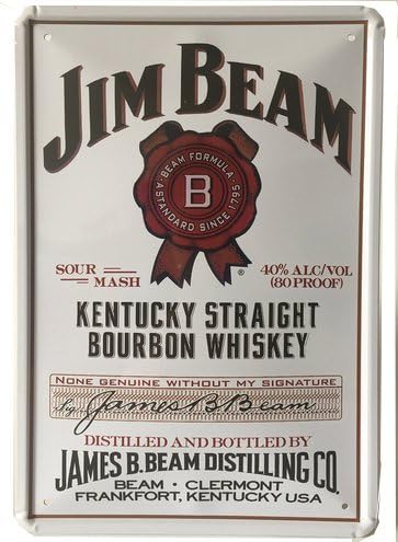 White Jim Beam Finest Bourbon Whiskey Retro Vintage Tin Sign 12" X 8" Inches, a Two-sided Postcard Made By Smiel Buy Is Included