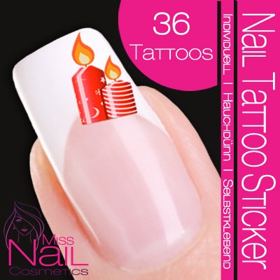 Nail Tattoo Sticker Weihnachten - Kerze rot Preisvergleich