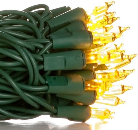 100 Mini Light Set; Yellow Bulbs; 4" Spacing