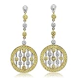 Image of 18k Gold White and Yellow Diamond Circle Drop Earrings (GH, SI ,1.17 carat)