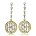 18k Gold White and Yellow Diamond Circle Drop Earrings (GH, SI ,1.17 carat)