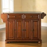 Alexandria Stainless Steel Top Kitchen Island Color - Classic Cherry