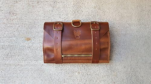 Tan Leather Dopp Kit - Hanging Dopp Kit - Rollup Dopp Kit - Handmade - Gift For Him - Colorado - Ready To Ship - Horween Chromexcel Leather - Toiletry Kit - Travel Case