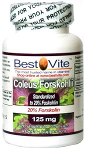 Coleus Forskohlii 125 mg - 20% Forskolin (120 Vegetarian Capsules) - Top Quality and backed by Clinical Studies.
