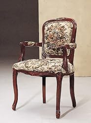 Dark Oak Finish 18th Century Antique Style Italian Imperial Arm Petite Accent Chair