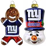 NFL New York Giants Blown Glass Gingerbread Man & Top Hat Snowman Ornament 2-Pack