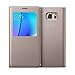 Galaxy Note 5 Case, Tenworld Luxury [Window Flip] Faux Leather Case Cover (Gold)