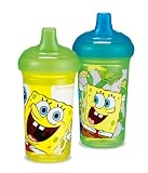 Munchkin Spongebob Squarepants Spill-Proof Cup, 2 Pack, Colors May Vary, 9 Ounce
