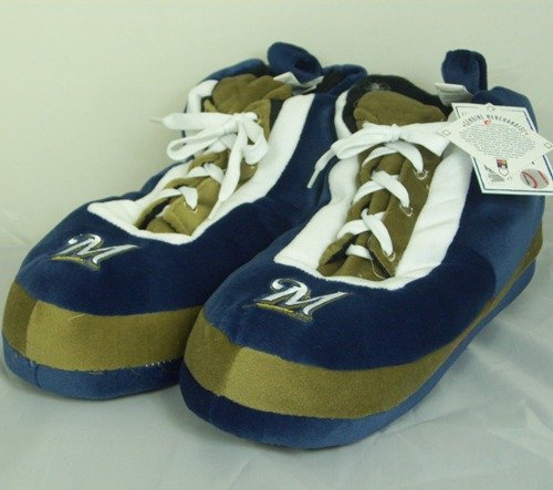 Milwaukee Brewers MLB Wrapped Logo Plush Sneaker Slippers