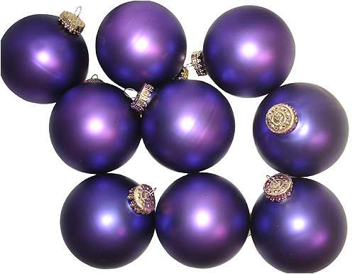 Set of 9 Matte Violet Glass Ball Christmas Ornaments 2.75" #61716671409