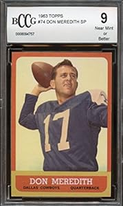 1963 topps #74 DON MEREDITH SP cowboys BGS BCCG 9 Graded Card