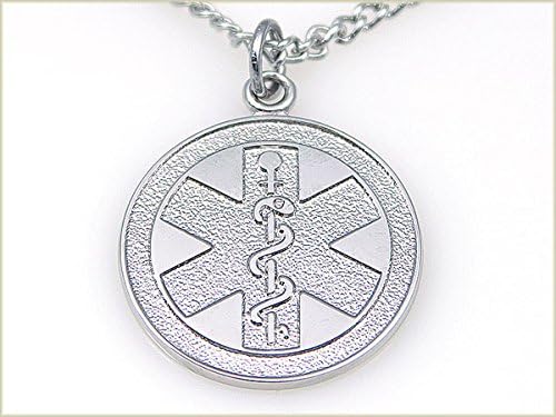 Sterling Silver Medical ID Necklace - Custom Engraved on back- Two sizes available