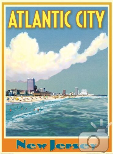 Atlantic City New Jersey Art Deco Sytle Vintage Travel Poster by Aurelio Grisanty