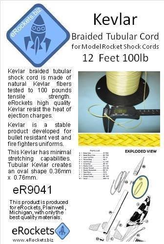 eRockets Braided Kevlar Shock Cord 100# 12ft eR 9041