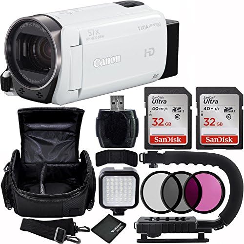 Canon VIXIA HF R700 Full HD Camcorder (White) Bundle with Carrying Case and Accessory Kit (11 Items)