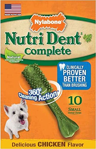 Nylabone Nutri Dent Petite Chicken Flavored Dental Bone Dog Treat, 10 Count
