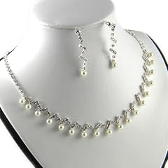 Set Kette Halskette Ohrringe Strass Brautschmuck Perlen