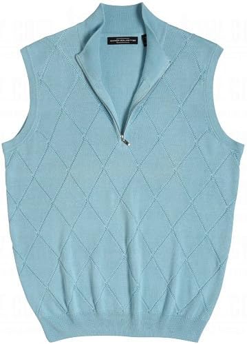 Mens Tonal Argyle Half-Zip Vests X-Large Pool Blue