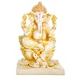 Cream Ganesh Statue on Lotus