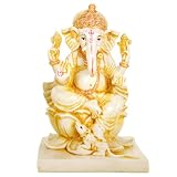 Cream Ganesh Statue on Lotus