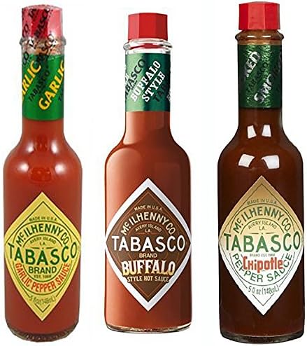 Tabasco 3 pack variety Pack Pepper sauce , Chipotle, Buffalo 3 ( 5 oz bottles)