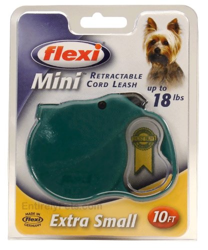 Flexi MINI Retractable CORD Leash for Dogs up to 18 lbs., Color: Red