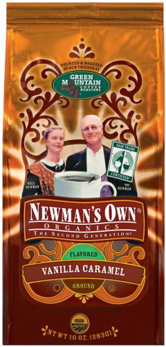 Newman's Own Organic Vanilla Caramel Ground Coffee, 10-Ounce Bags (Pack of 3)