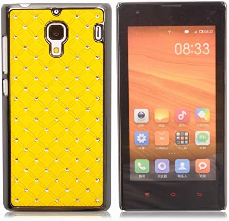 Einzige Slim Fit Rhinestone Bling Hard Chrome Plated Shine Case Cover for Xiaomi Hongmi Redmi 1S (Yellow) with Free Universal Screen-stylus