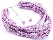Lavender Pearl Multi Strands Chunky Knot Necklace