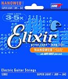 Elixir Strings Electric Guitar Strings, 6-String, Super Light NANOWEB Coating