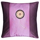 EXP Decorative Handmade Silky Violet & Purple Cushion Cover / Pillow Sham - Golden Sunflower Design