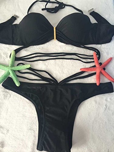 Benry Women's Strappy Push Up Padded Bikini Set