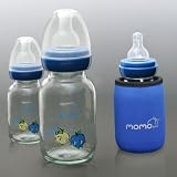MomoBaby4oz3-PackGlassBabyBottlesandThermalHugger